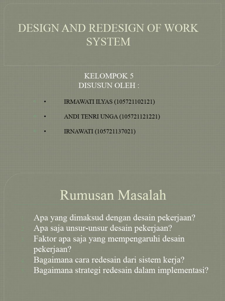 Desain dan Redesain Sistem Kerja | PDF