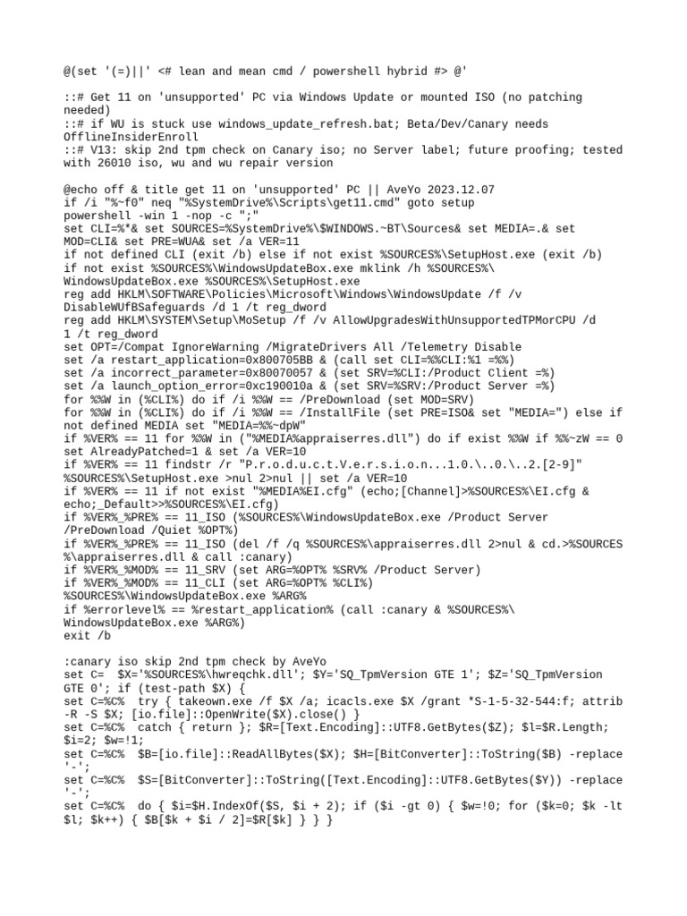 Skip TPM Check on Dynamic Update.cmd PDF Windows Registry Command