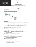 Configuring Router Passwords, Configuring The Serial and The FastEthernet Interface and Messageof-the-Day (MOTD) of A Router