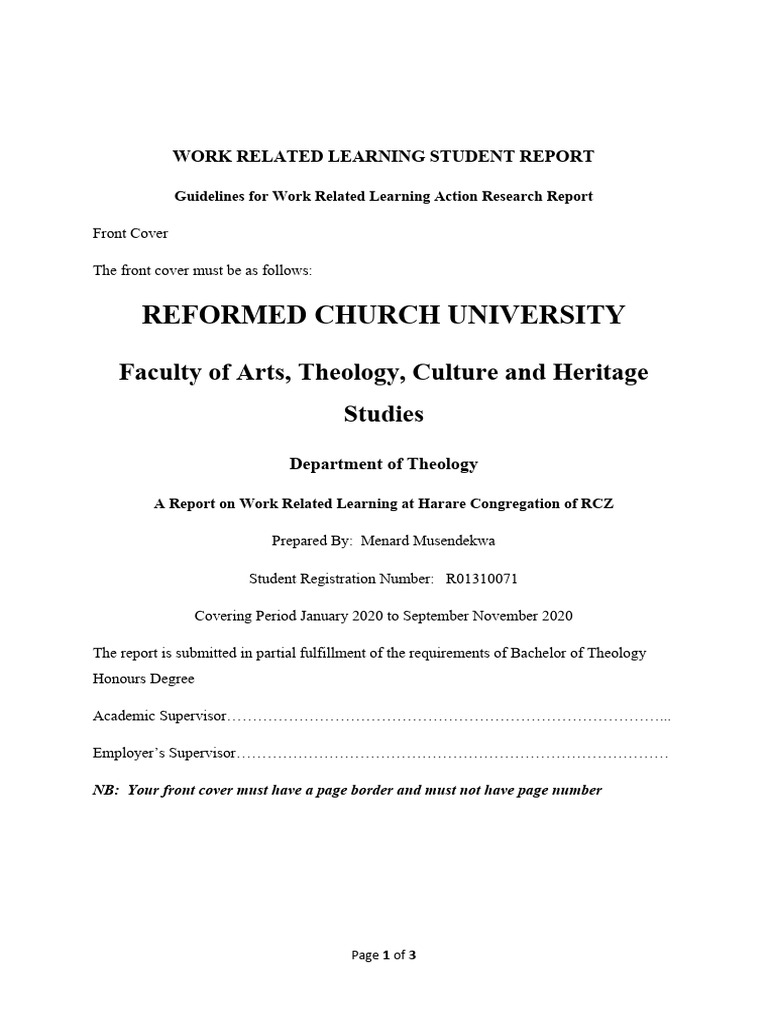 Work related learning report presentation 1 pdf page layout