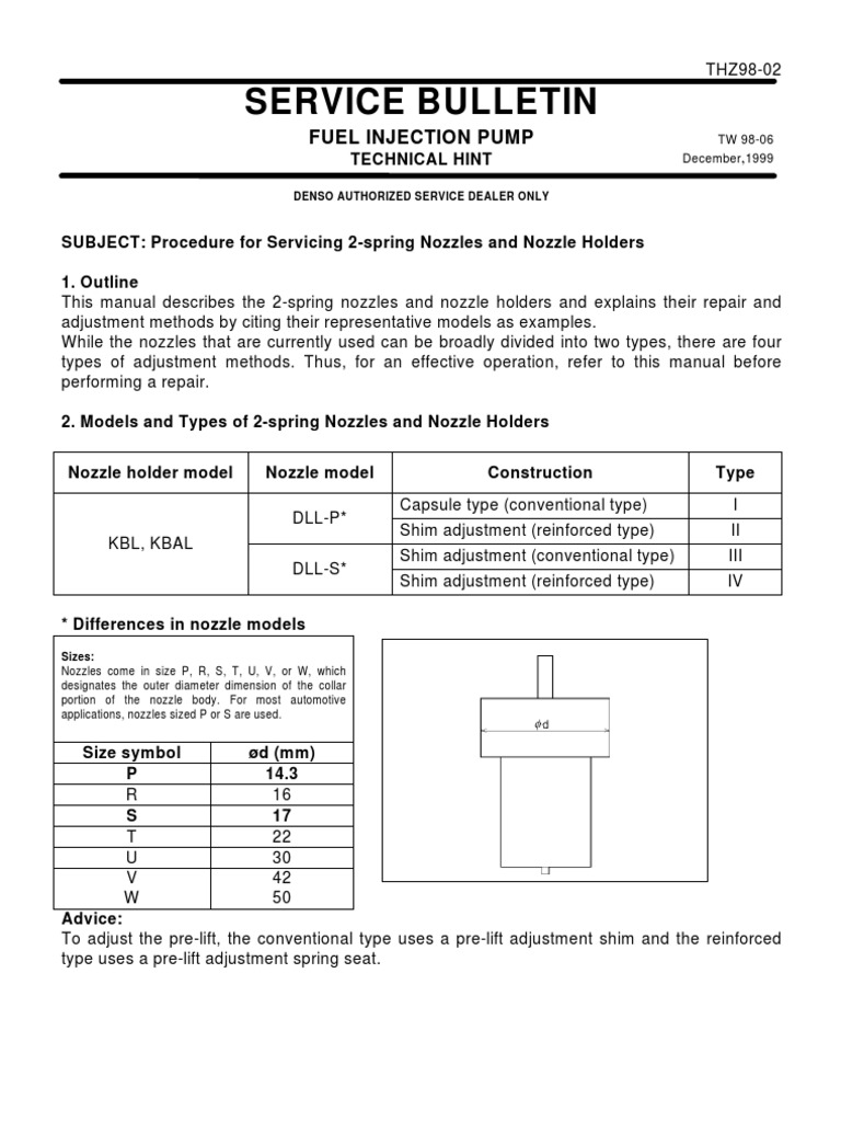 Denso 2-Spring Nozzle Service Guide | PDF | Valve | Screw