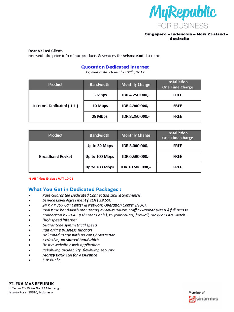 Internet Packages Pricing for Wisma Kodel | PDF | Broadband | Internet