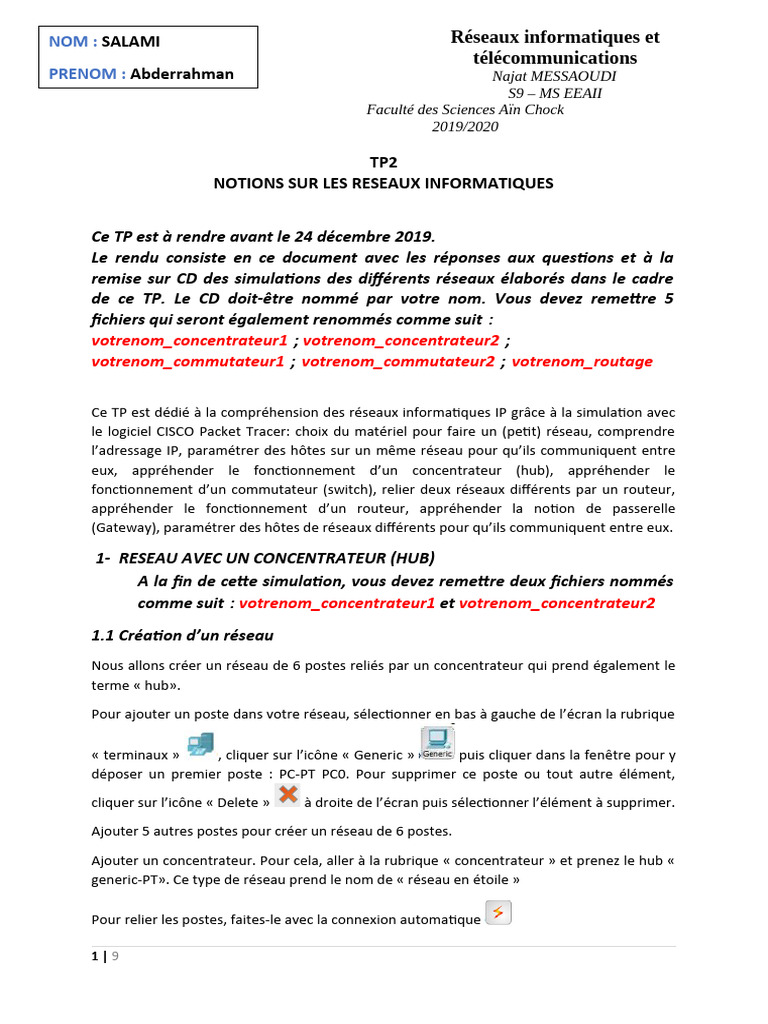 Notions de Réseaux Informatiques et TP | PDF | Adresse IP | Routage
