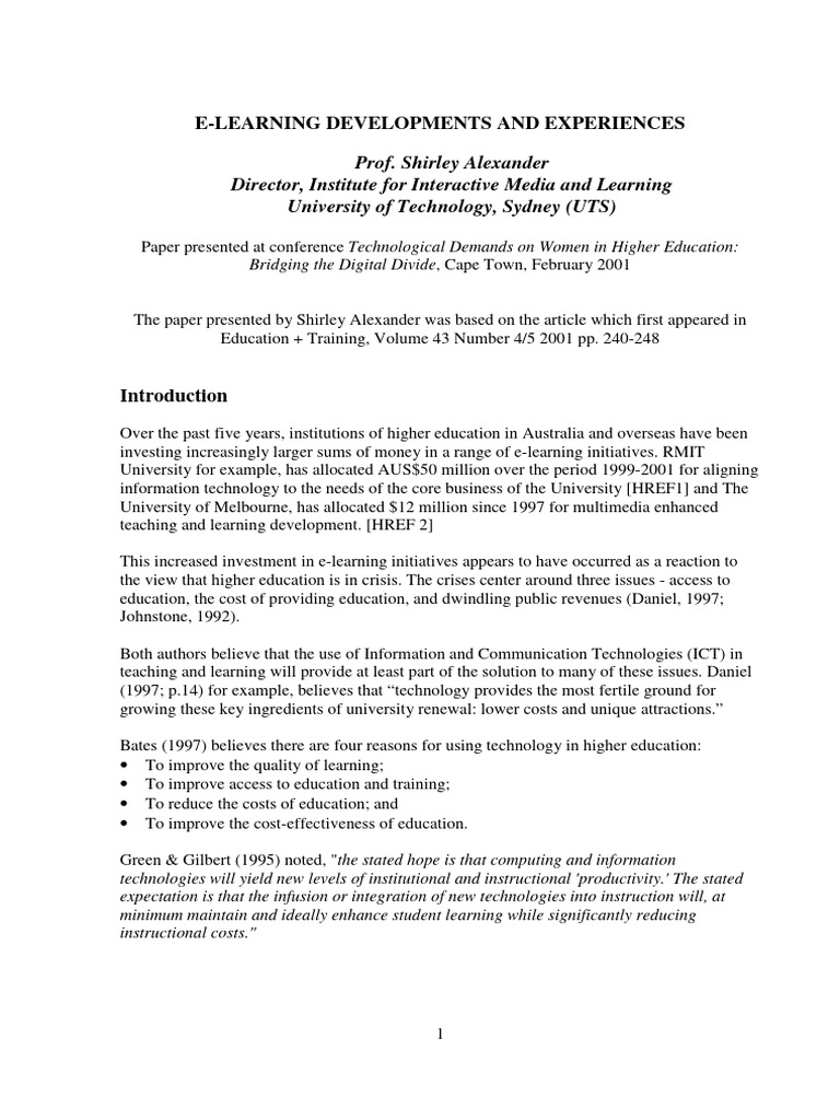 E-Learning Developments and Experiences | PDF | Educational Technology ...