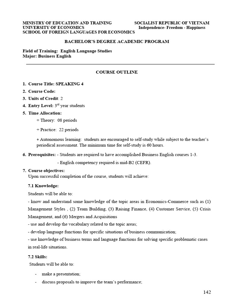 Business English Speaking Course Outline | PDF | Brainstorming ...