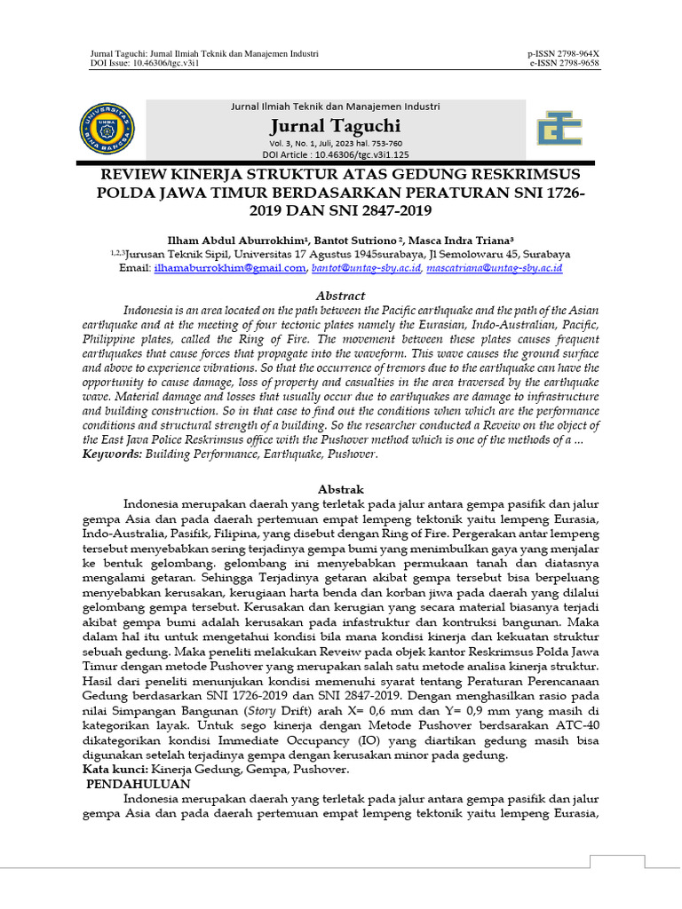 Review Kinerja Struktur Atas Gedung Reskrimsus | PDF