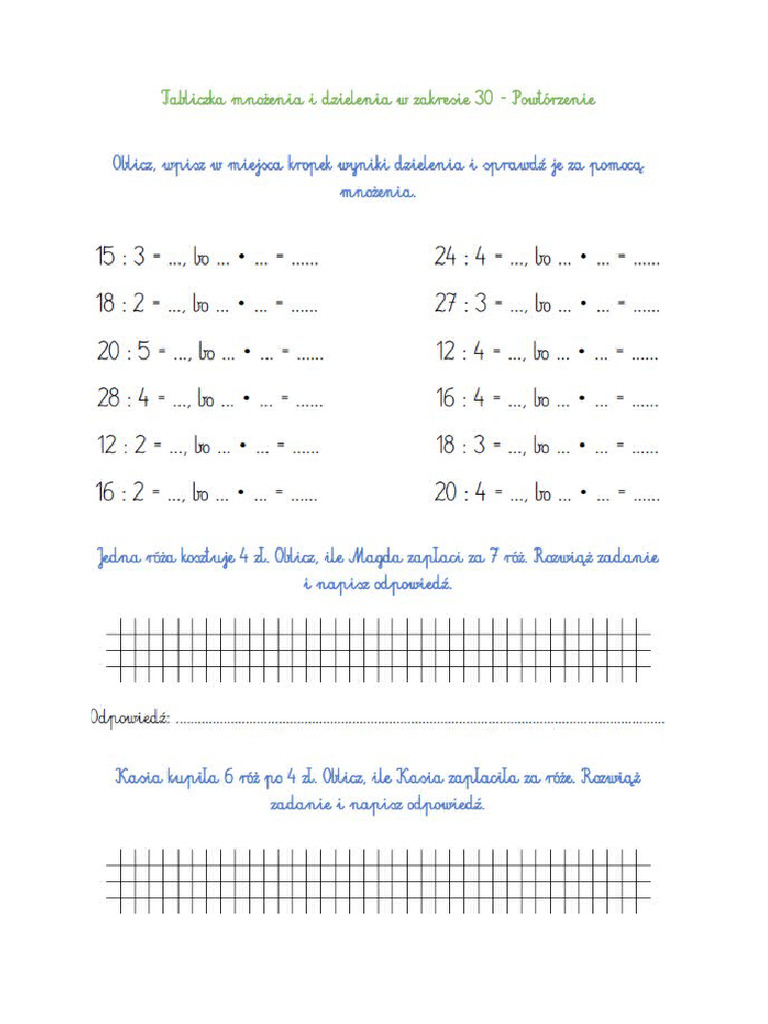 Powt rka Z Tabliczki Mno enia Klasa 2 PDF