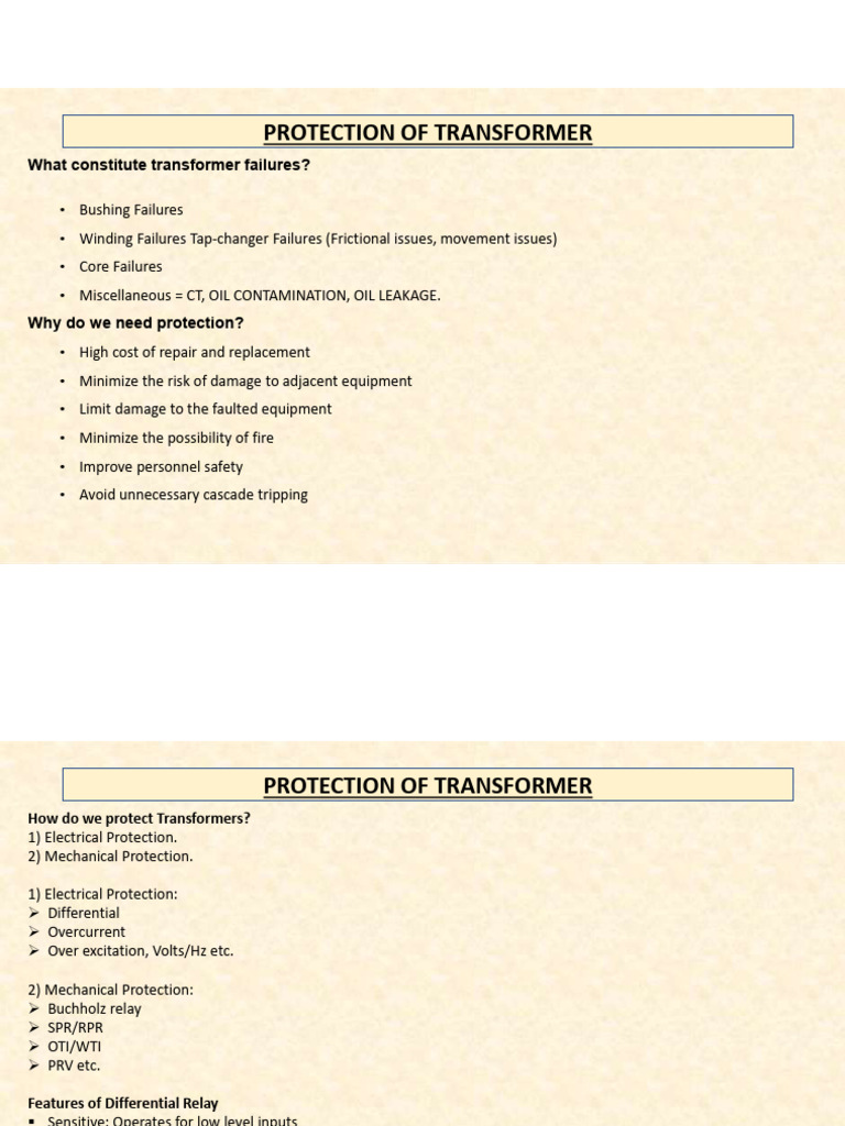 Transformer Mechanical Protection Overview | PDF | Transformer | Power ...