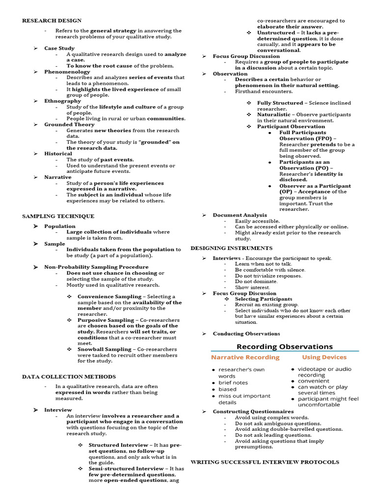 Qualitative Research Design Overview | PDF | Sampling (Statistics ...