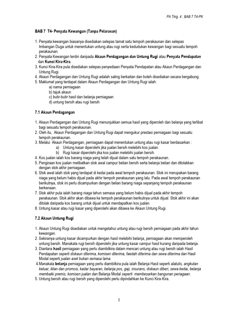 Bab 7 T4 - Nota - PK | PDF
