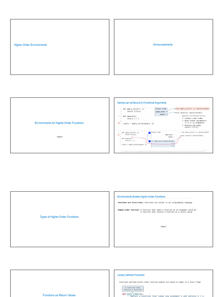 06-Higher-Order Environments 4pp | PDF | Anonymous Function | Parameter ...