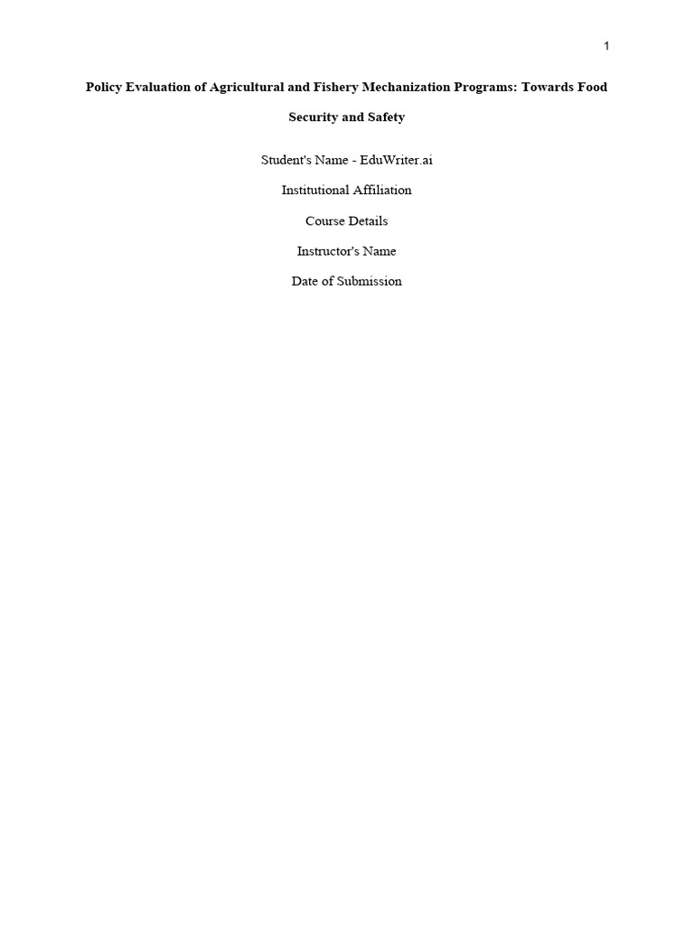 Evaluating Mechanization for Food Security | PDF | Policy | Food Security