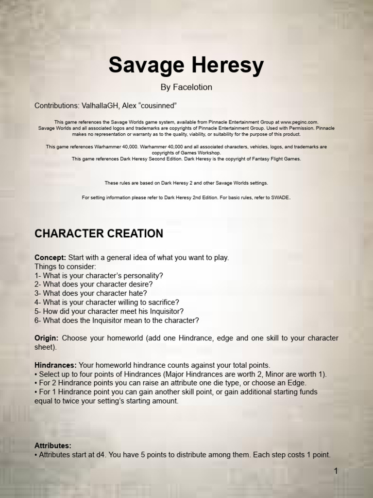 Savage Heresy - SWADE | PDF | Inductor