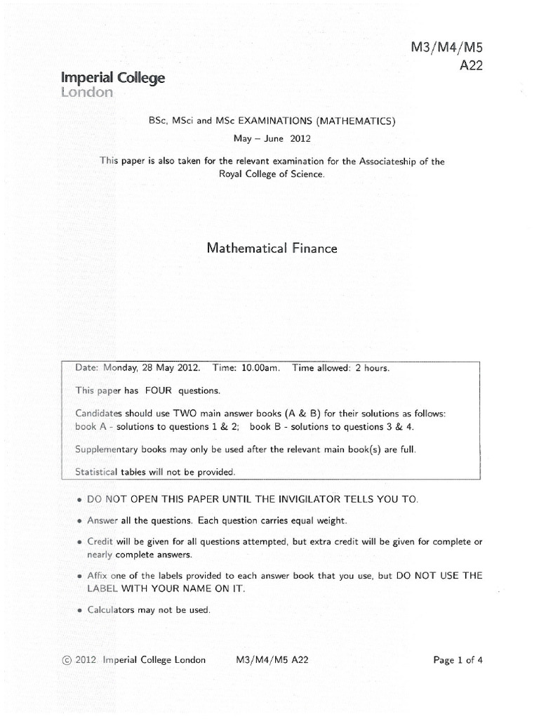 Option pricing exercise pdf