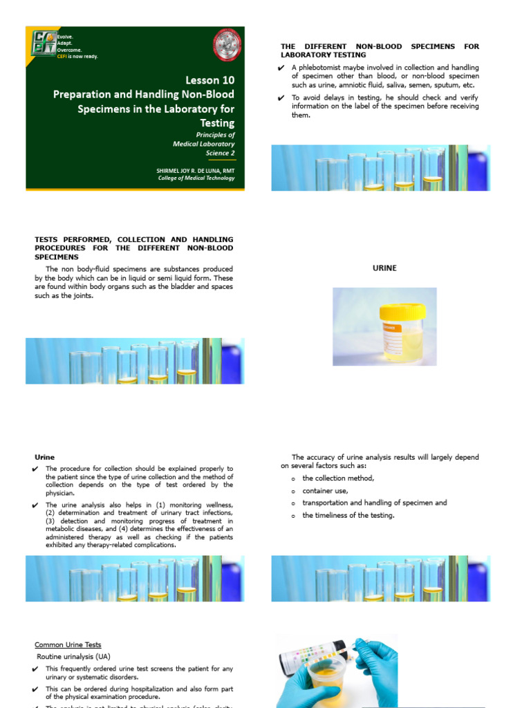 Lesson 10 Preparation and Handling NonBlood Specimens in The