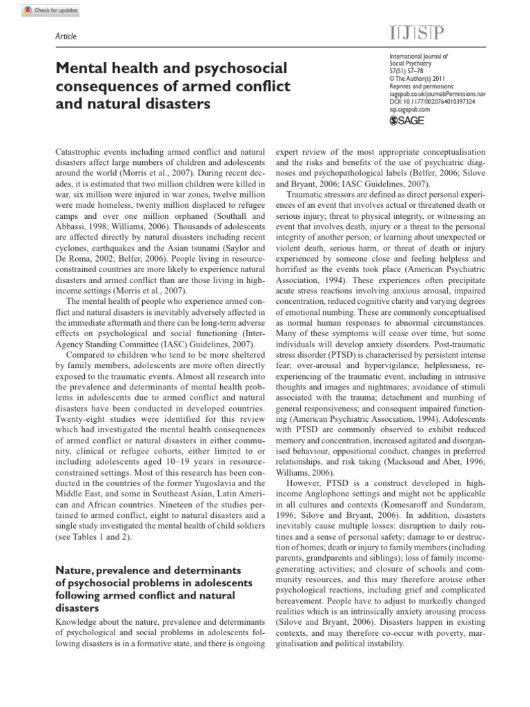 Mental Health Impact of Disasters | PDF | Psychological Trauma | Mental ...