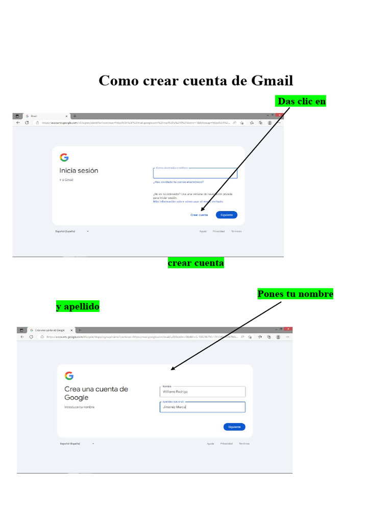 Crear Cuenta Gmail Paso a Paso | PDF