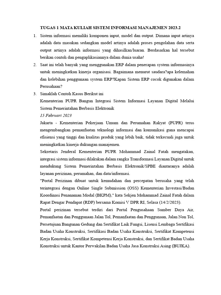 Contoh dan Analisis Sistem Informasi Manajemen | PDF