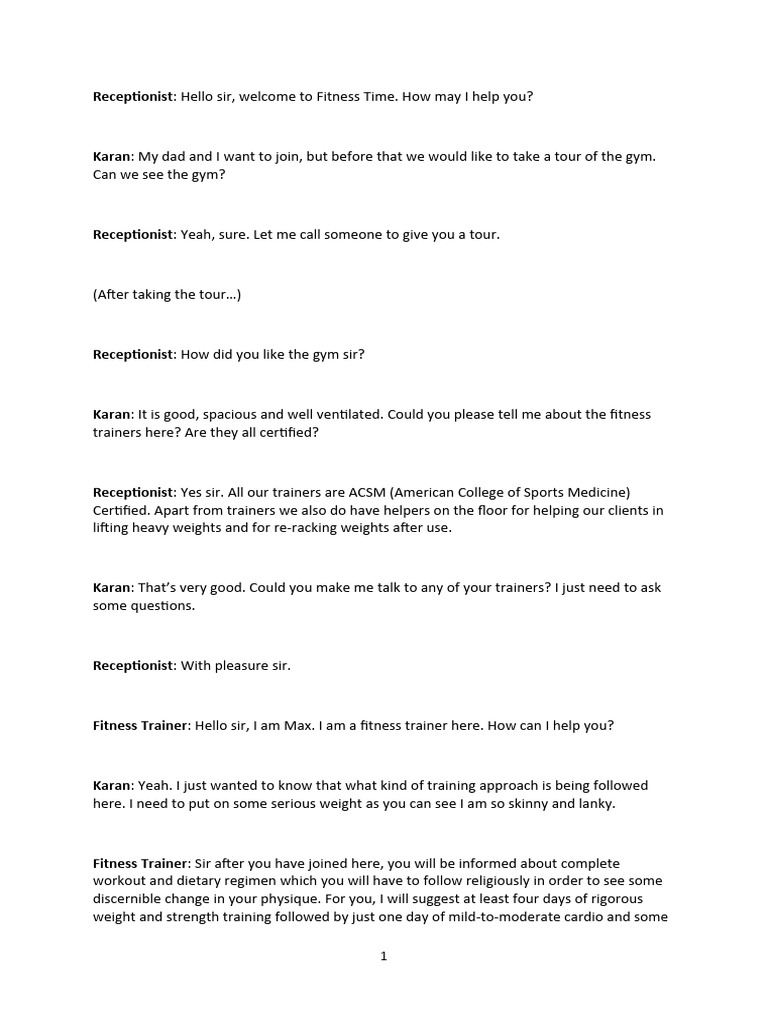 Receptionist PDF Physical Fitness Health Care