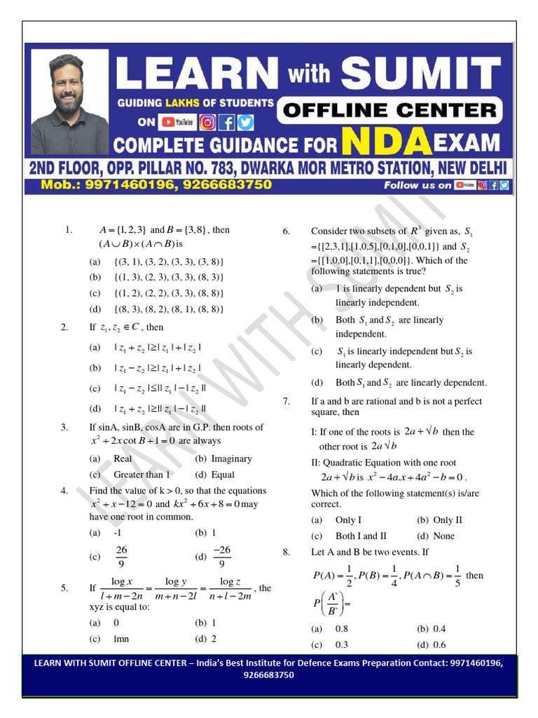 Maths Mock 1 Lws Pdf Ellipse Radioactive Decay