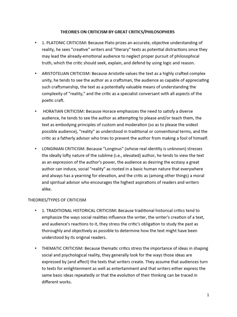 Criticism Theories by Notable Philosophers | PDF | Oedipus Complex | Id