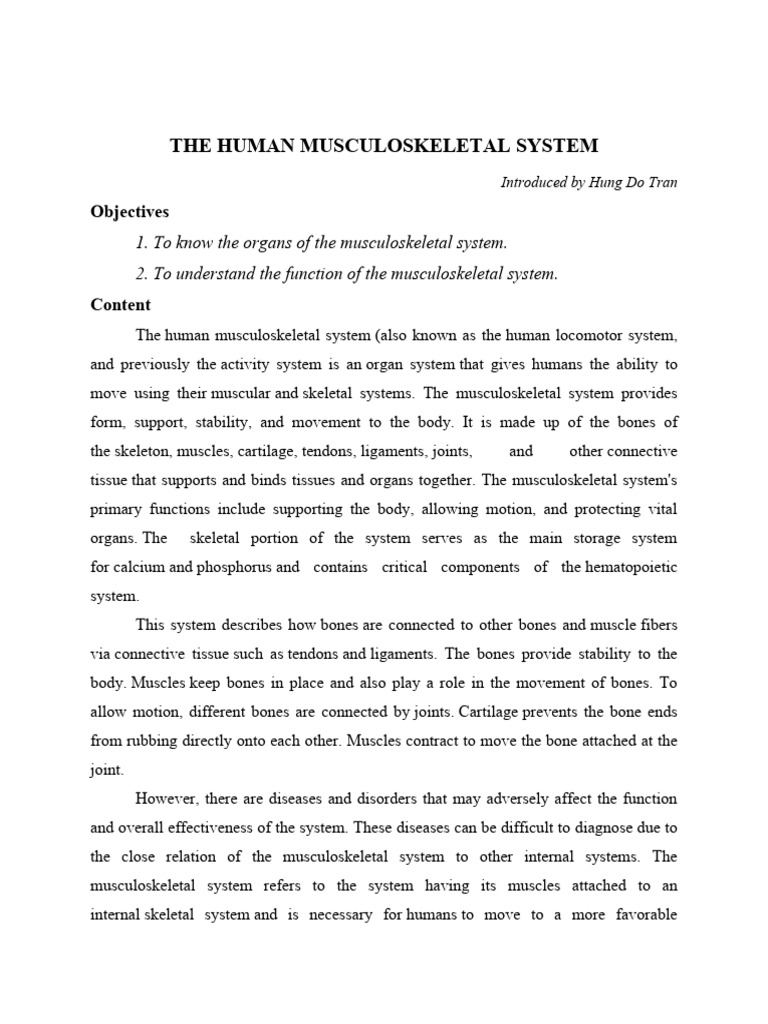 The Musculosketal System | PDF | Human Musculoskeletal System | Skeleton