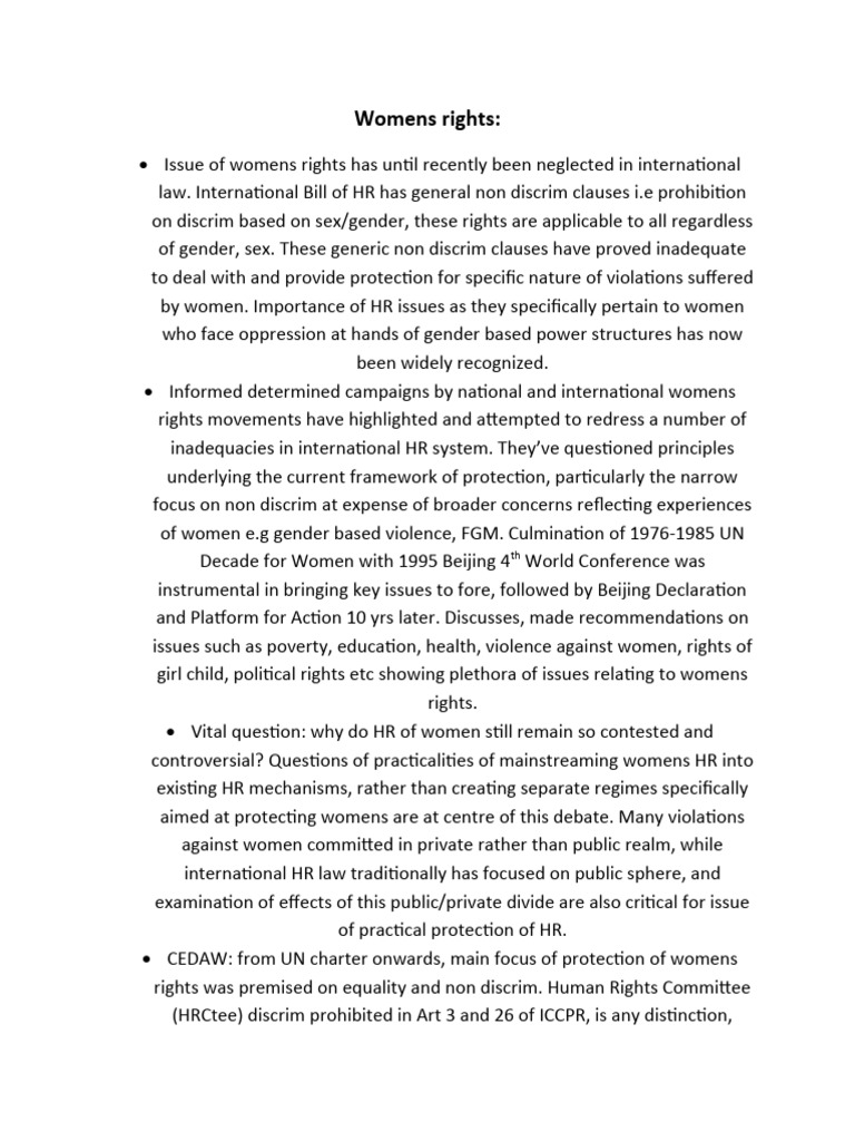Women's Rights in International Law | PDF | Violence Against Women ...