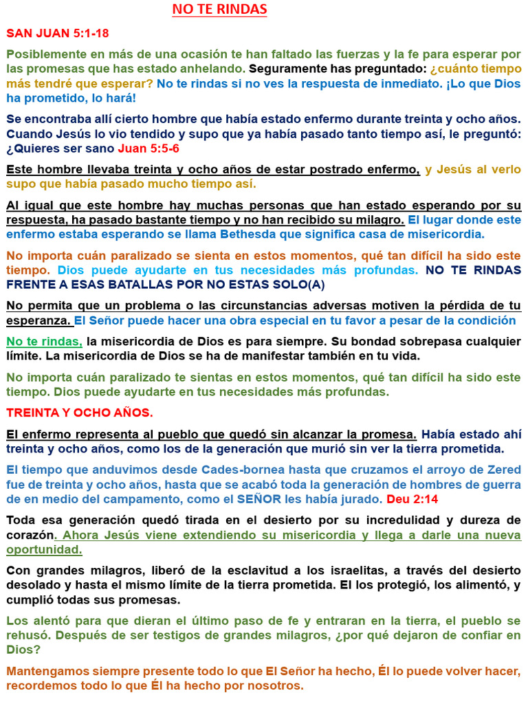 No te rindas: Esperanza y fe en Dios | PDF | Jesús | Milagro