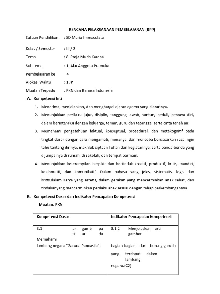 Arti Gambar Garuda Pancasila di RPP | PDF