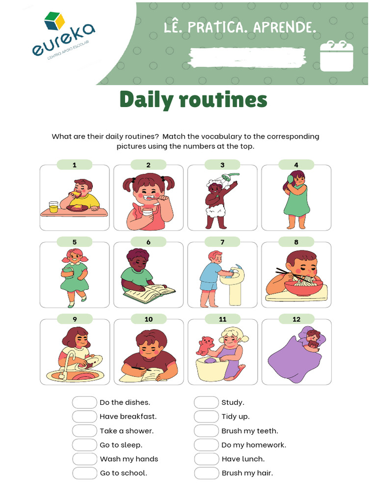 Daily Routine 6o Ano | PDF | Eating Behaviors Of Humans | Meal