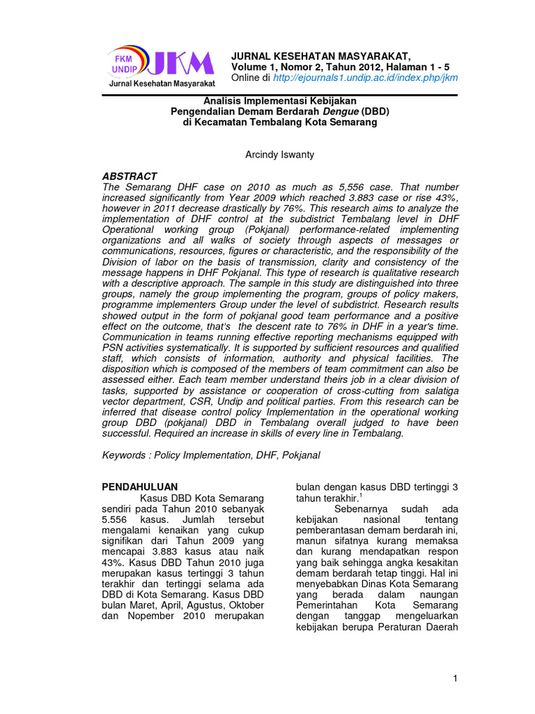 Kebijakan Pengendalian DBD di Tembalang | PDF | Pengembangan Diri