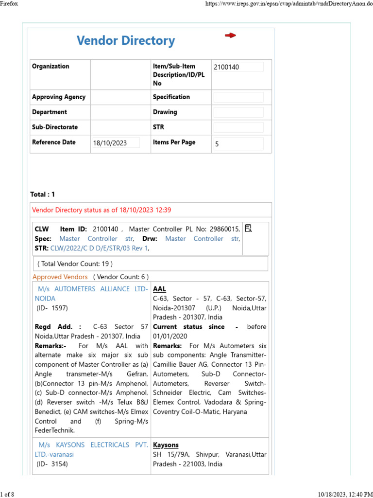 Vendor Directory For Angle Transmitter Pdf