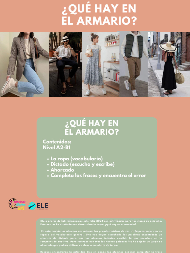 Actividades de Ropa para Clases A2-B1 | PDF