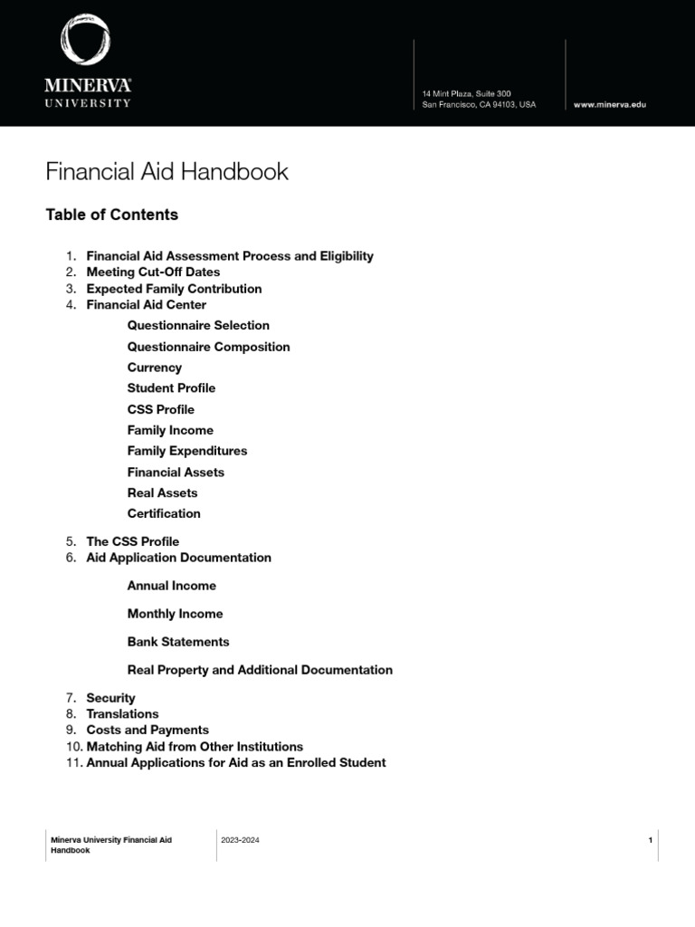 Minerva University Financial Aid Guide | PDF | Student Financial Aid In ...