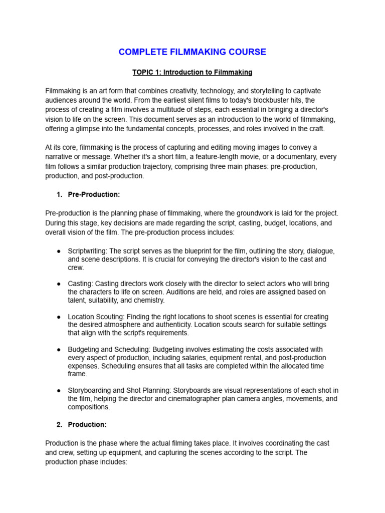 Low-Budget Filmmaking Essentials | PDF | Filmmaking | Film Director