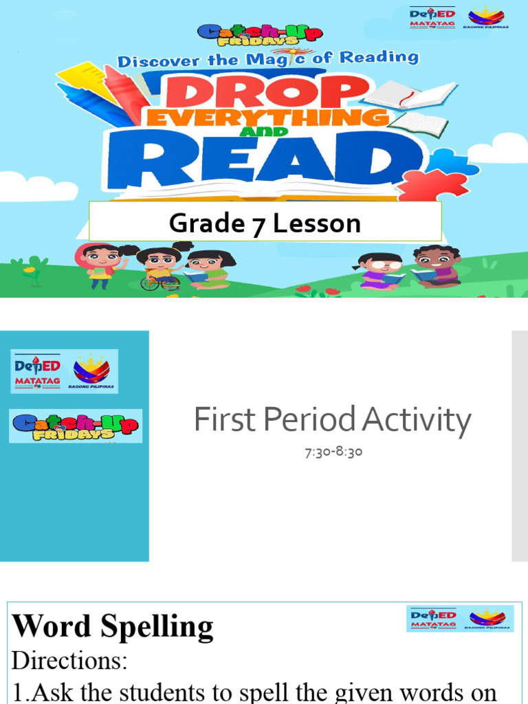 Grade 7 catch up friday april 26 lesson reading pdf