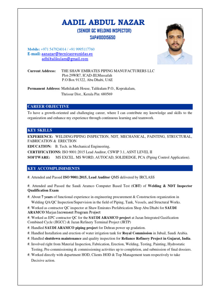 Senior Welding Inspector - ARAMCO APPROVED | PDF | Nondestructive ...