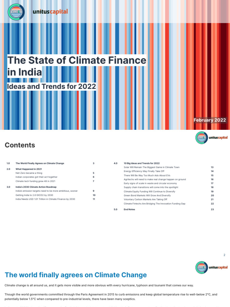 Climate Finance Trends in India 2022 | PDF | Climate Change Mitigation ...
