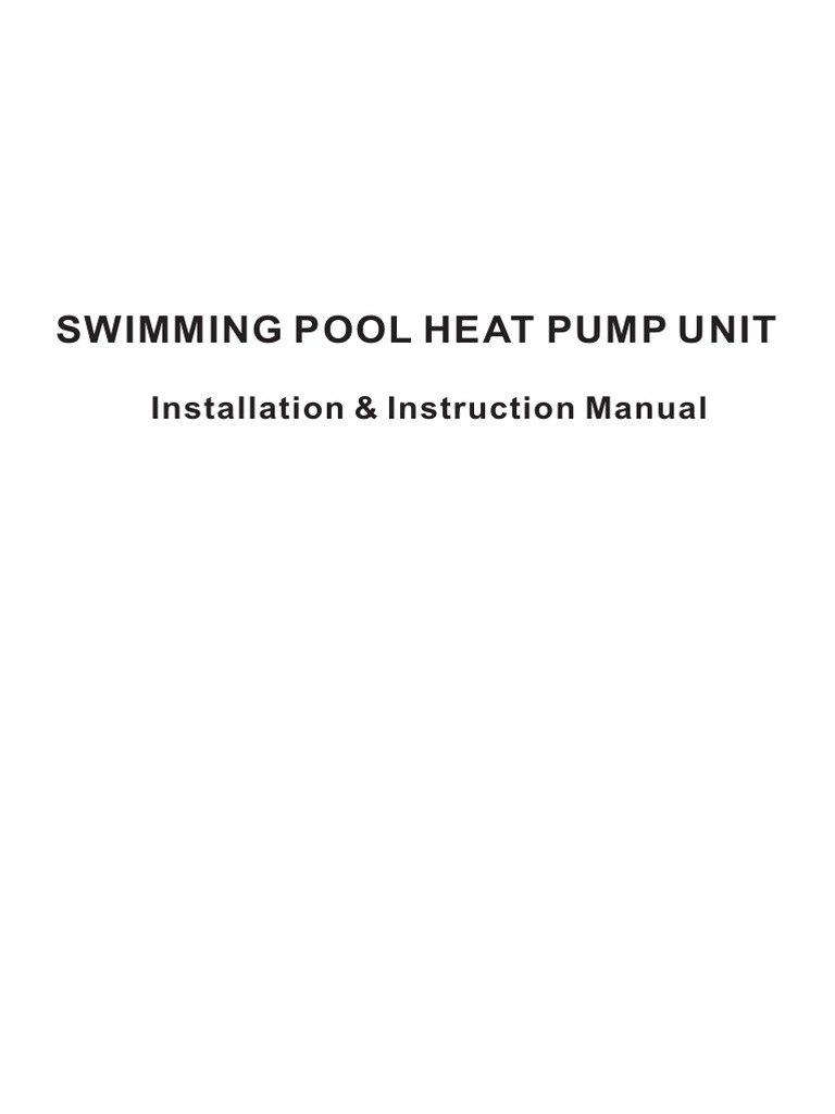 Swimming Pool Heat Pump Manual | PDF | Pump | Plumbing