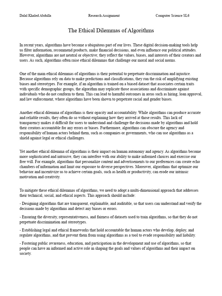 Ethical Challenges of Algorithms Explained | PDF | Bias | Risk