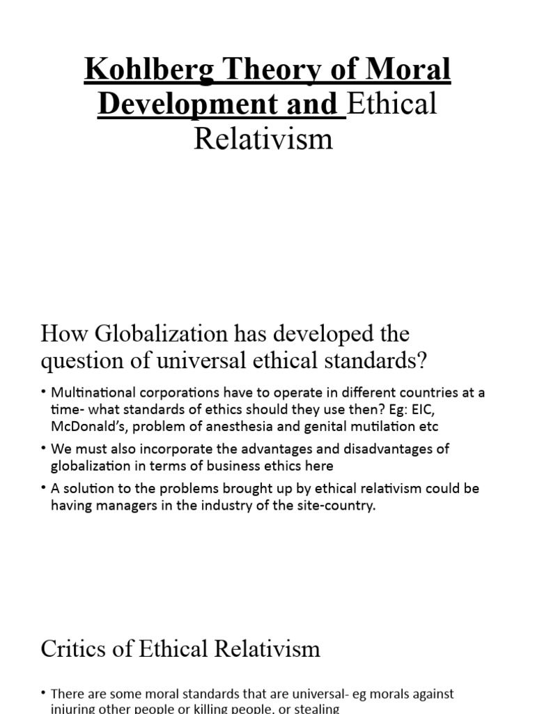 Kohlberg Theory of Moral Development and Ethical Relativism | Download ...