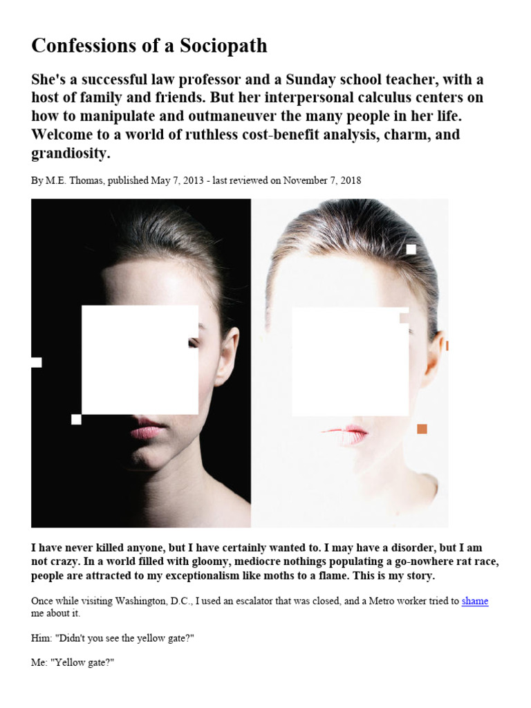 Confessions of A Sociopath PDF Psychopathy