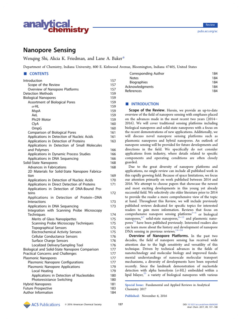 Nanopore Sensing Pdf Ion Channel Lipid Bilayer