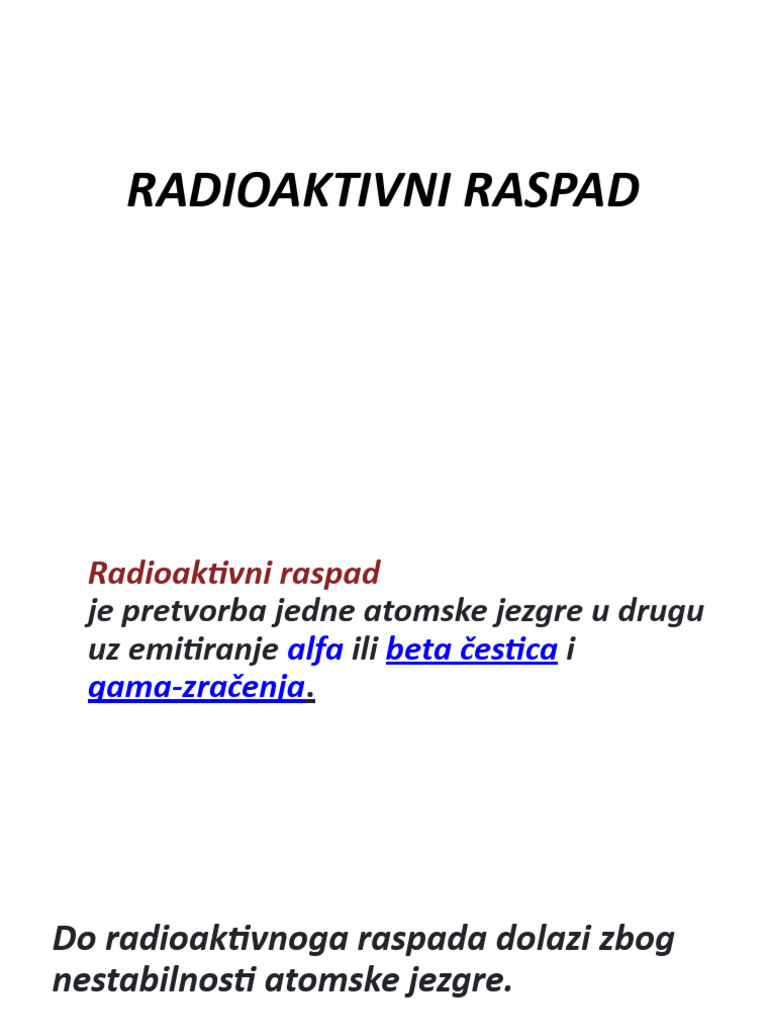 Radioaktivni Raspad | PDF