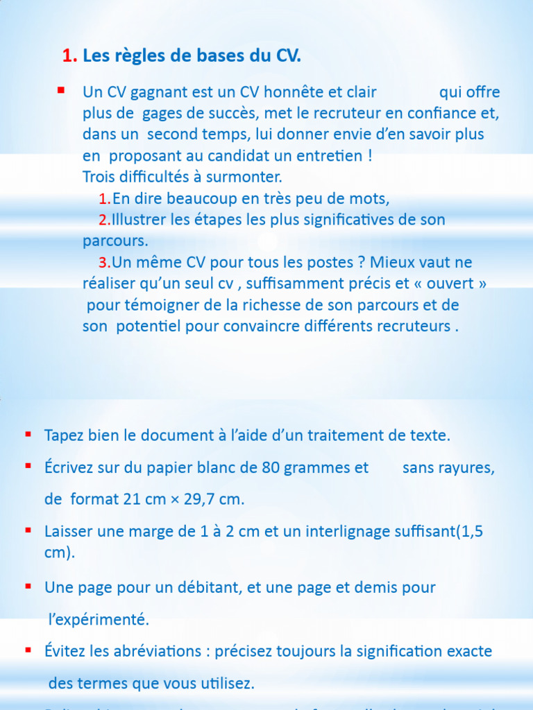 Règles essentielles pour un CV gagnant | PDF | Affaires