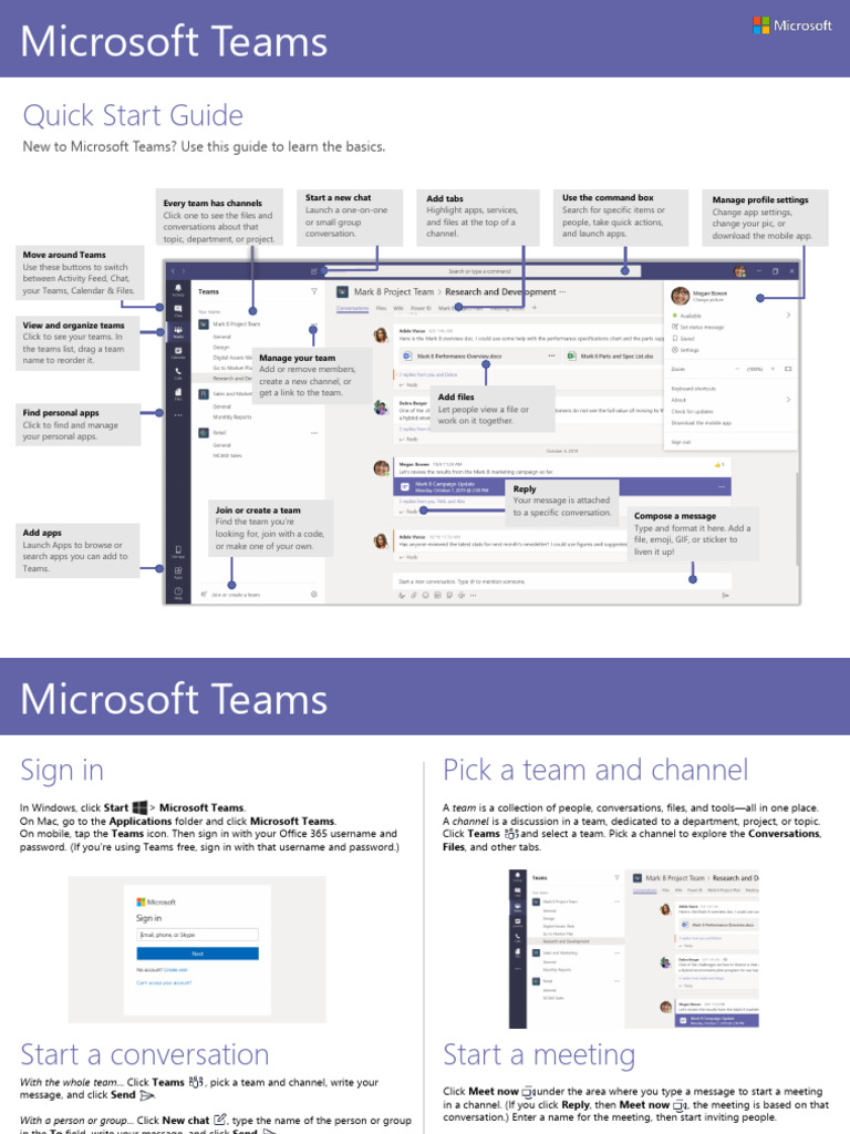 Microsoft Teams Quick Start Guide | PDF | Computing | System Software