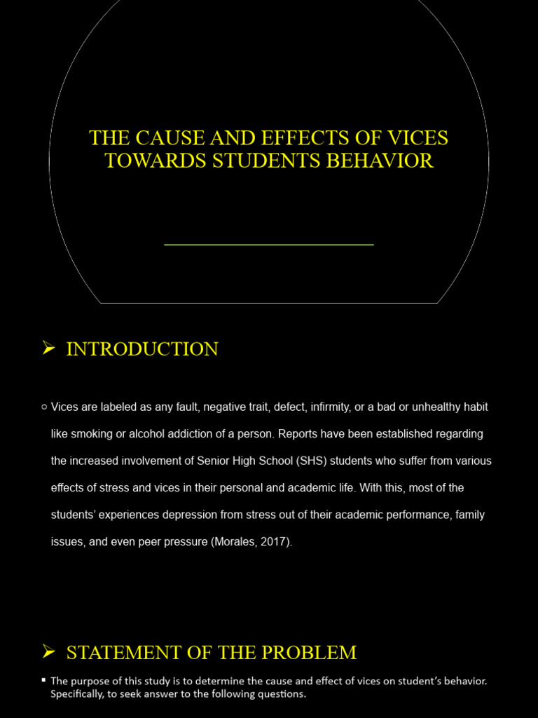 Impact of Vices on Student Behavior | PDF | Substance Abuse | Survey ...