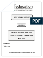 Topic Test G11 QP (Electricity & Magnetism 2023)