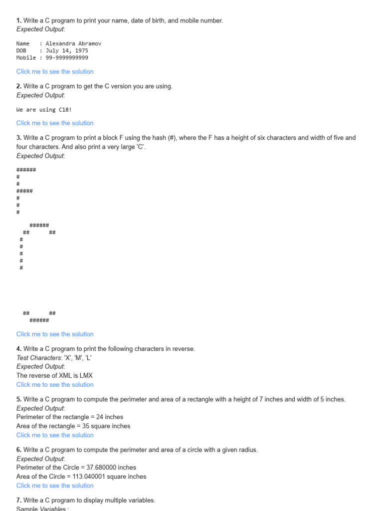 c-programming-basic-exercises-practice-solution-w3resource