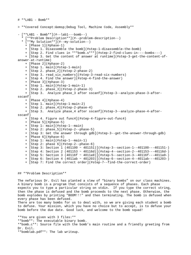 CSAPP Bomb Lab Phase 4 Guide | PDF | Computer Programming | Computing